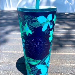 Starbucks New 2022 Blue Floral Cup Soft Touch Stainless Steel Tumbler Venti New